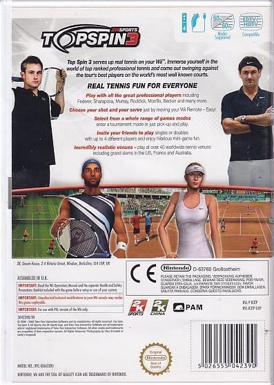 2K Sports Topspin 3 - Nintendo Wii - (B Grade) (Genbrug)
